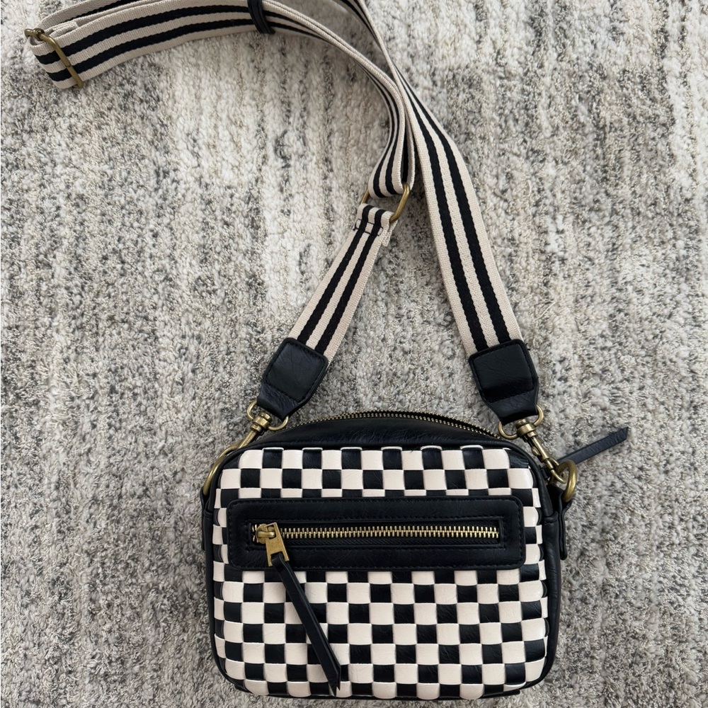 Checkered Black and White Crossbody Bag